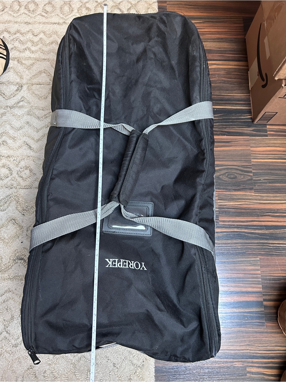 Yorepek Black Padded Travel Duffel Bag for stroller or car seat 28x14x12